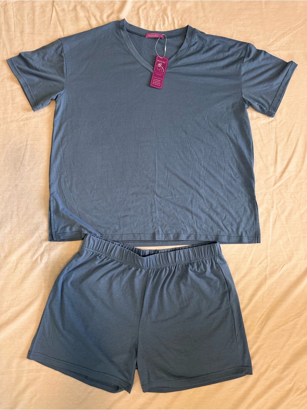Women's Short Sleeve Pajama Set in Slate Blue XL